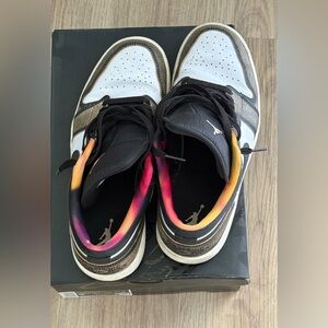 Jordan Men's Black and White Sneakers with Multicolor Accents